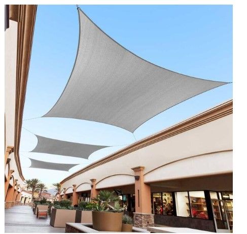 Photo 1 of 16 ft. x 20 ft. Rectangle Sun Shade Sail with Hardware Kit-Grey