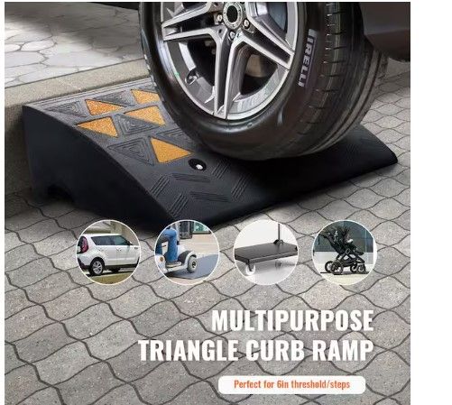 Photo 1 of Rubber Curb Ramp 2 Pack, 6 in. Rise Height Heavy-Duty 33069 lbs. /15 T Capacity Threshold Ramps, Driveway Ramps