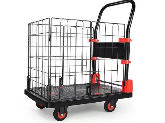 Photo 1 of 330 lbs. Weight Capacity Foldable Platform Push Hand Truck Cart Dolly Cart, Basket Cage Cart