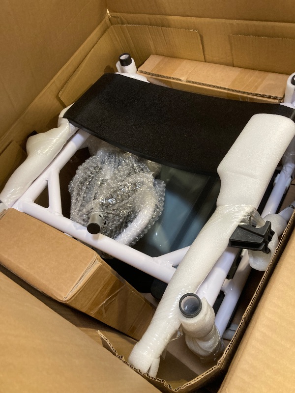 Photo 1 of Shower Commode Wheelchair with 4 Lockable Wheels, Footrests, Flip-up Arms,3-Level Adjustable Height, Removable,350 lbs.