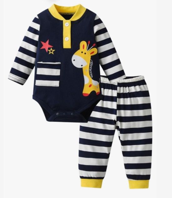 Photo 1 of 3/9M  Newborn Infant Baby Boy Clothes Print Long Sleeve Bodysuit + Pants