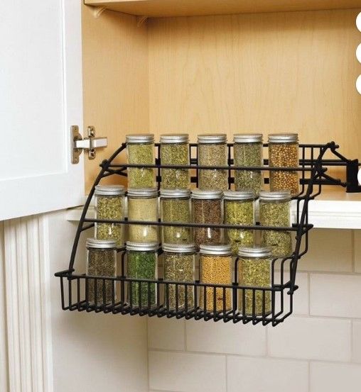 Photo 1 of 3-Tier Pull Down Spice Rack - Step Storage Holder, Retractable Organizer for Spice Bottles & Seasoning Jars,Spice Rack Organizer for 15” Opening Wall Cabinet