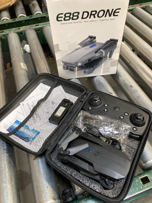 Photo 1 of E88 Drone With Dual Camera, Mobile App Control, Indoor Flying Toy RC Plane With Video Function - Ideal Gift For Beginners, Christmas Halloween Thanksgiving Birthday Gift (Black+Dual Batteries)