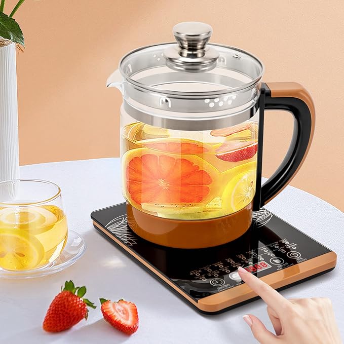 Photo 1 of Electric Glass Kettle Electric Kettles for Boiling Water for 1.8 L, Electric Kettle Temperature Control Electric Kettle with Tea Infuse, Tea Maker 800W Multifunction Food-Grade Stainless Steel (Black)