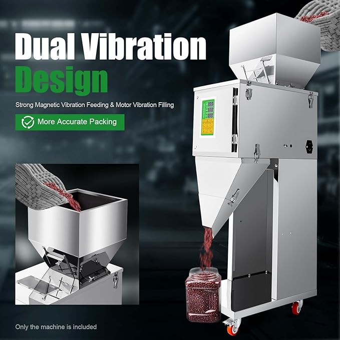 Photo 1 of Particle Filling Machine, 10-999G 110V Automatic Bottle Bag Packing Machine Weigh Filler Particle Dispenser Subpackage Machine Adjustable Filling Range 12-15bags/min with Foot Pedal for T