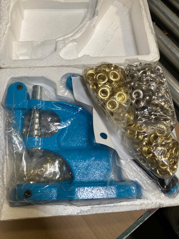 Photo 1 of PIKWO Heavy Duty Eyelet Grommet Machine Press Punch Tool Kit with 3 Dies & 900 Pcs Grommets, Self Piercing, Labor Saving, Corsetry Class Recommended