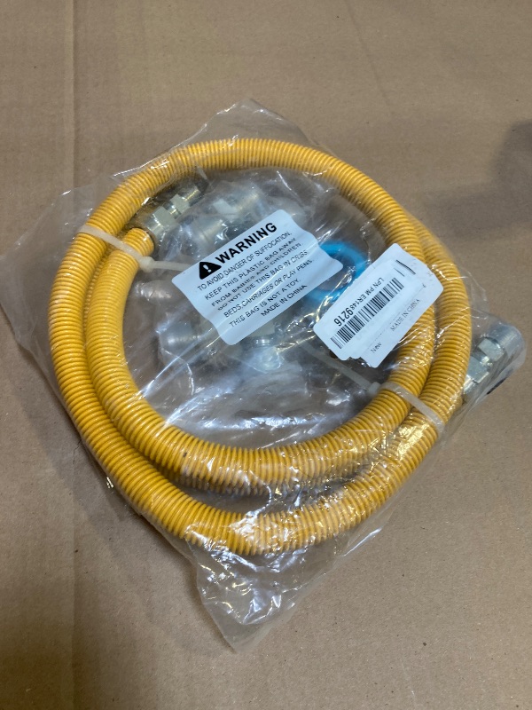 Photo 1 of AMI PARTS 72" Flexible Gas Line Kit Yellow Coated, Gas Hose Connector Kit for Dryer, Stove, Water Heater,5/8" OD(1/2" ID) Stainless Steel Gas Line with Connector 1/2" MIP &1/2"FIP & 3/4"MIP Fitting