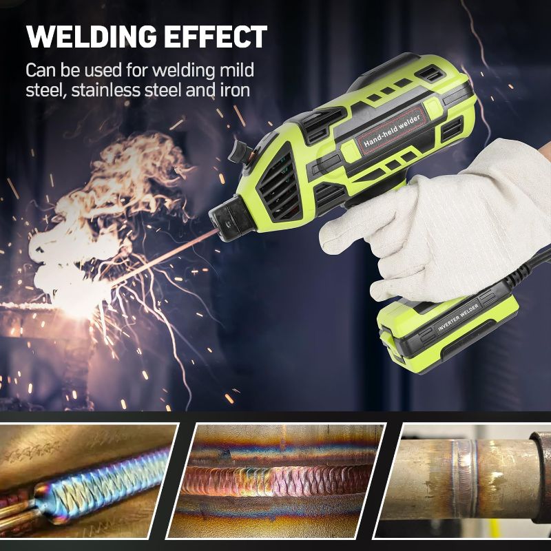 Photo 1 of Handheld Welder Machine, 110V IGBT Inverter Portable Welding Machine with 6 Variable Current Adjustment 20-120Amp Welding Output Portable ARC Welder for 1/16"-1/8" Welding Rods (Green)

