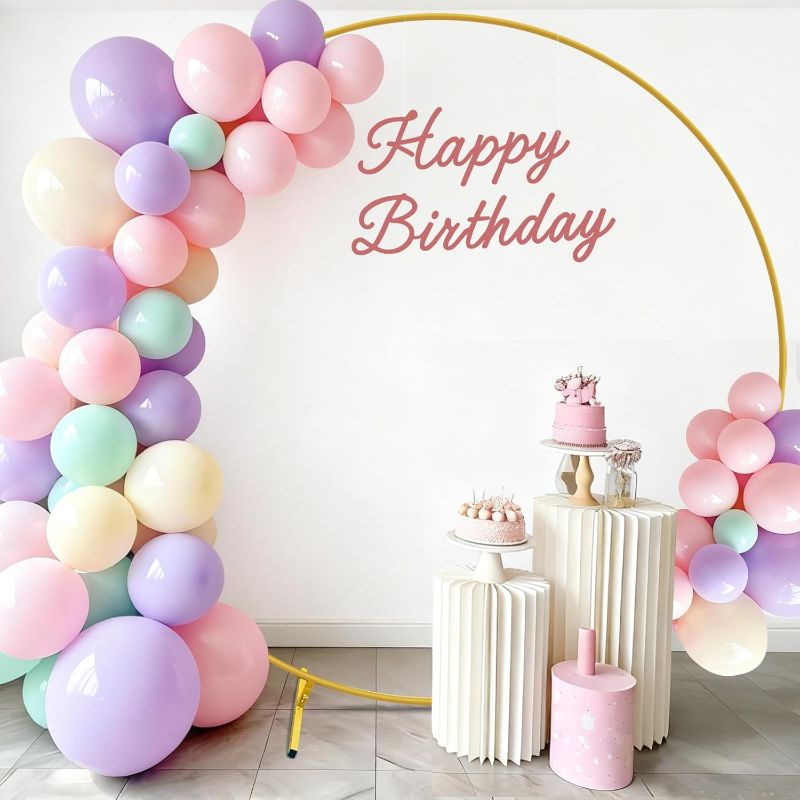 Photo 1 of Balloon Arch Stand Metal Round Backdrop Stand Circle Balloon Arch Frame Wedding Arches 7FT for Ceremony Birthday Party Baby Shower Decoration