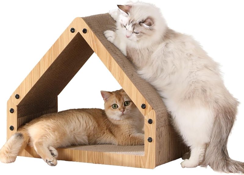 Photo 1 of  Cat Scratcher House, Cozy Cardboard Design, Safe and Secure for Kittens, Eco-Friendly, 16.14 in Bevelled Surface, Maximum Load Capacity 22 Lbs