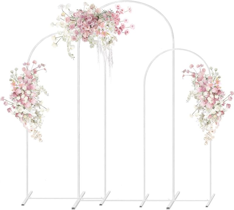 Photo 1 of PATPROPS Metal Wedding Arch Backdrop Stand,3-Piece Arch Backdrop Stand for Wedding Ceremony Bridal Party 