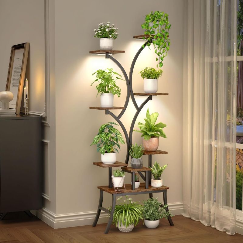 Photo 1 of Plant Stands Indoor With Grow Light For Indoor Plants Multiple - 62" Tall Indoor Shelf With Anti-Tipping Device, Black Metal Flower Holder Rack
