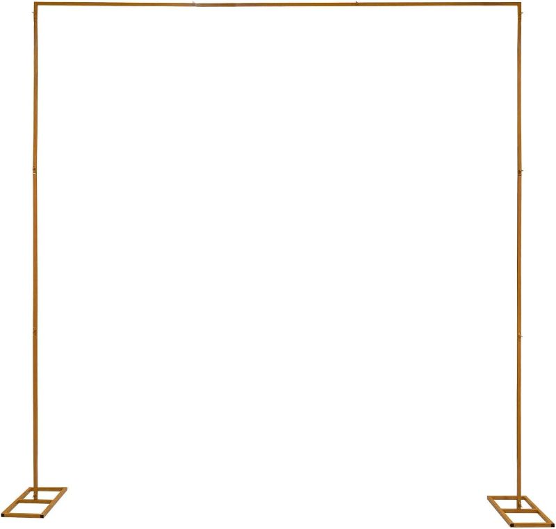 Photo 1 of Wedding Arch Background Stand with Bases Square Backdrop Stand Wedding Decor Large Floral Arch Stand Frame for Party Bridal Garden Outdoor, 8x8FT (Gold)

