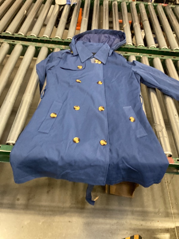 Photo 1 of  Women's Trench Coat Double Breasted Classic Lapel Overcoat Belted Jacket with Detachable Hood
