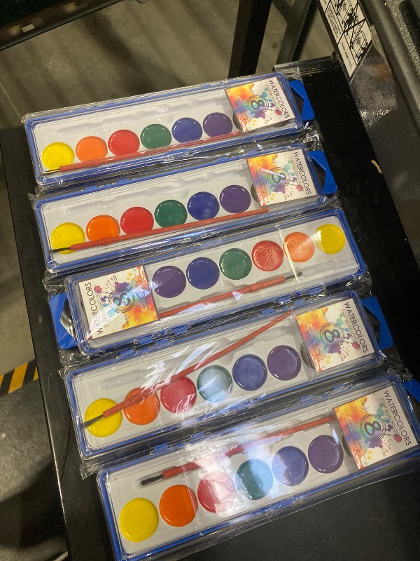 Photo 1 of 5 Pack Watercolor Paint Set, Washable Watercolor Paint Bulk for Kids, Water Color Paint with Paint Brushes, Ideal Gifts for Party Favors, School Supplies...