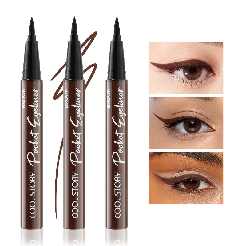 Photo 1 of Boobeen 3pcs Waterproof Liquid Eyeliner, Black And Brown Eyeliner Pencil, Long-Lasting Eye Liner With Quick Dry Formula For All Day Eye Makeup
