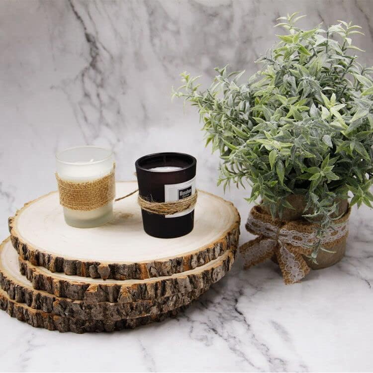 Photo 1 of Prsildan 5 Pcs Large Natural Wood Slices, 7-8.5 Inches Unfinished Wood Centerpieces for Tables, DIY Round Wooden Circle Sign Crafts for Wedding Party Décor
