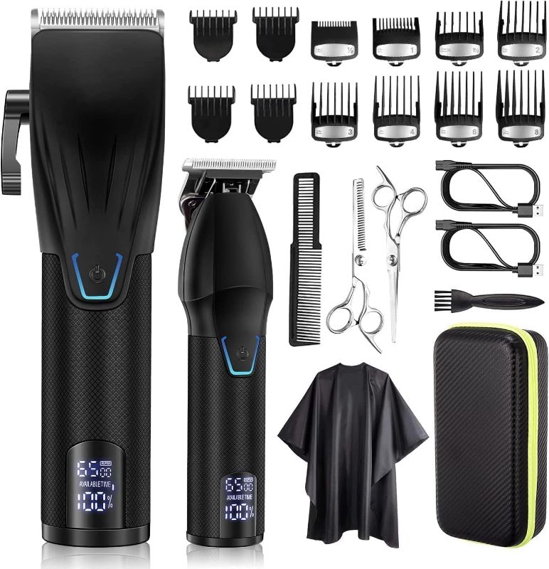 Photo 1 of Professional Hair Clipper and Trimmer Set, Barber Clippers Set for Men Professional Kit, Beard Trimmer Haircut Kit, Cordless Clippers for Hair Cutting,Black
