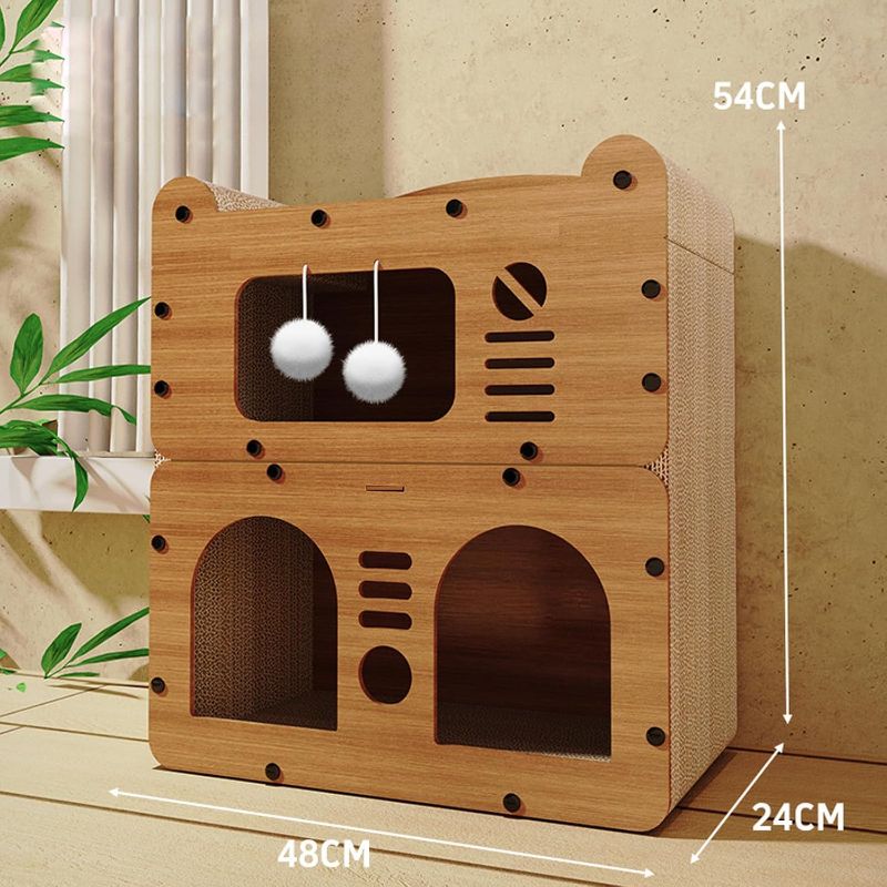 Photo 1 of Cat Scratcher House, Cat Scratcher Board Cat Cave with Hanging Ball Toy,Large Space Cardboard Cat Bed Condo,Suitable for Cats to Rest&Scratching Cat Scratch Pad,C
