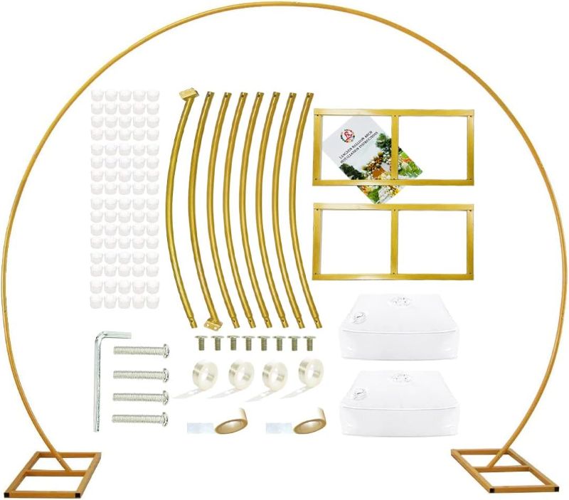 Photo 1 of LANGXUN 9.5ft Large Size Metal Circle Balloon Arch Stand Decoration, Arch Frame for Birthday Wedding Graduation Decorations and Event Party Supplies, Baby...
