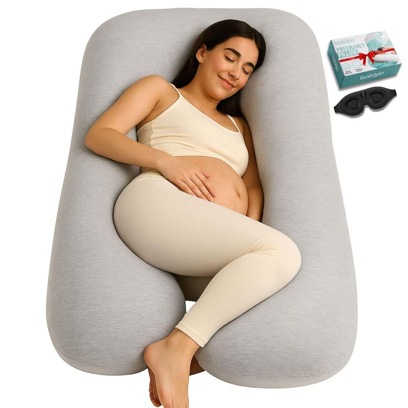 Photo 1 of see notes.........U-Shaped Pregnancy Pillow – 100% Cotton Cover, Full Body Maternity Support for Belly, Back and Legs – Bonus Eye Mask and Gift Box (Light Grey)