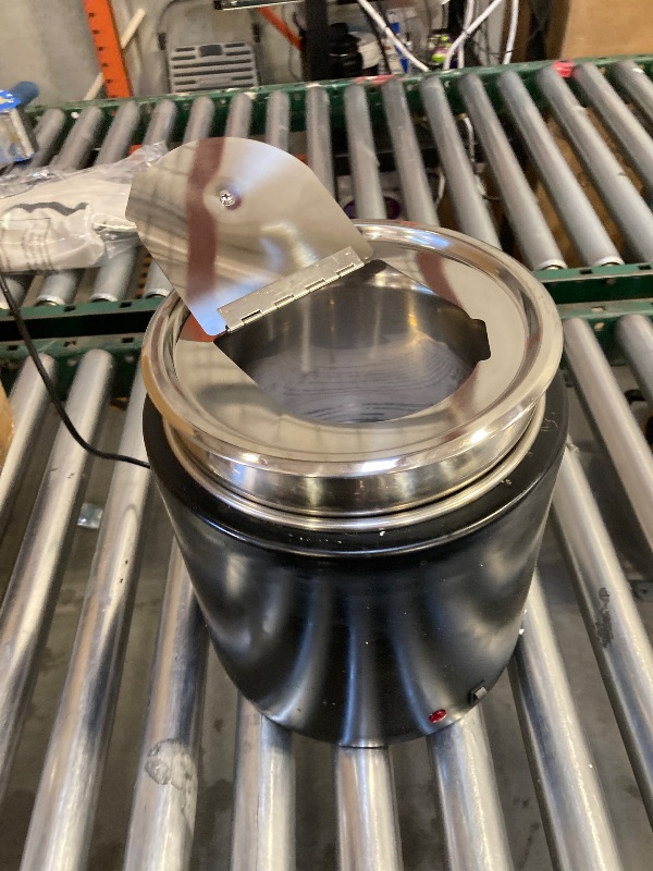 Photo 1 of 2 Pcs Electric Stainless Steel Soup Warmer Pot 10L Large Capacity Soup Kettle with Lid Portable Round Food Warmer Perfect for Buffet Restaurant Wedding Party Catering (Black)