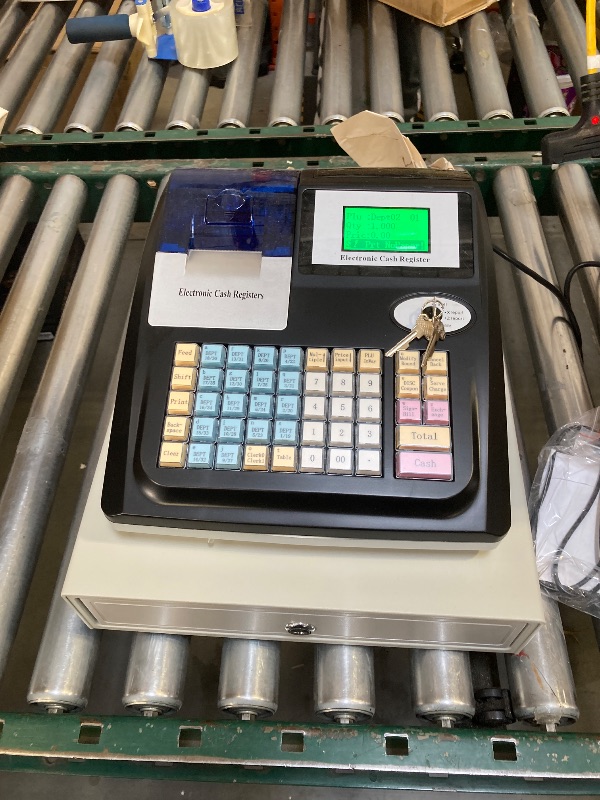 Photo 1 of Electronic Cash Register, 48 Keys Commercial Electronic Cash Register, Tabletop Cash Register for Industries Such As Supermarkets, Shopping Malls with LED Display and Cash Detection Light