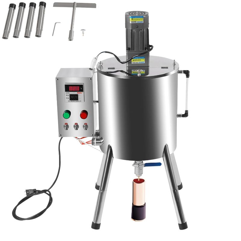 Photo 1 of Heating Mixing Filling Machine, 120W 110V Tirring Tank Lipstick Liquid Paste Filler Stainless Steel Lipstick Candle Heat Filler w/Stirrer for Dissolving Shoe Polish Ointment Petroleum Jelly (30L)
