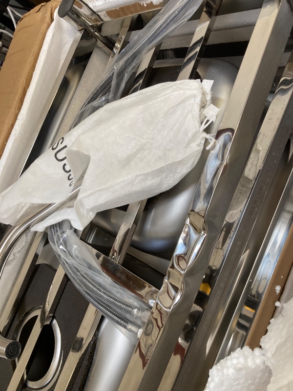 Photo 1 of 304 Stainless Steel Utility Sink, Free Standing Double Bowl Kitchen Sink, Suit for Commercial,Restaurant, Indoor & Outdoor (47 inch)