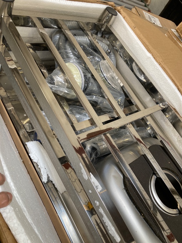 Photo 1 of 304 Stainless Steel Utility Sink, Free Standing Double Bowl Kitchen Sink, Suit for Commercial,Restaurant, Indoor & Outdoor (47 inch)