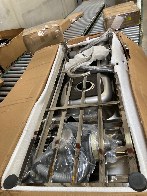 Photo 1 of 304 Stainless Steel Utility Sink, Free Standing Double Bowl Kitchen Sink, Suit for Commercial,Restaurant, Indoor & Outdoor (47 inch)