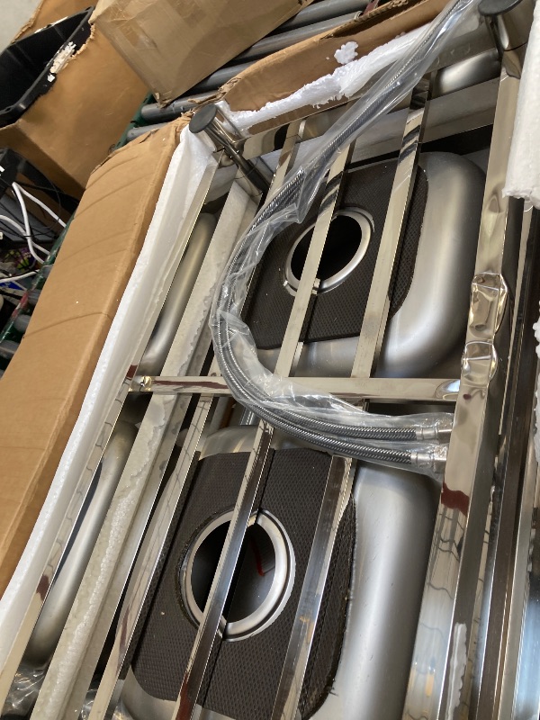 Photo 1 of 304 Stainless Steel Utility Sink, Free Standing Double Bowl Kitchen Sink, Suit for Commercial,Restaurant, Indoor & Outdoor (47 inch)