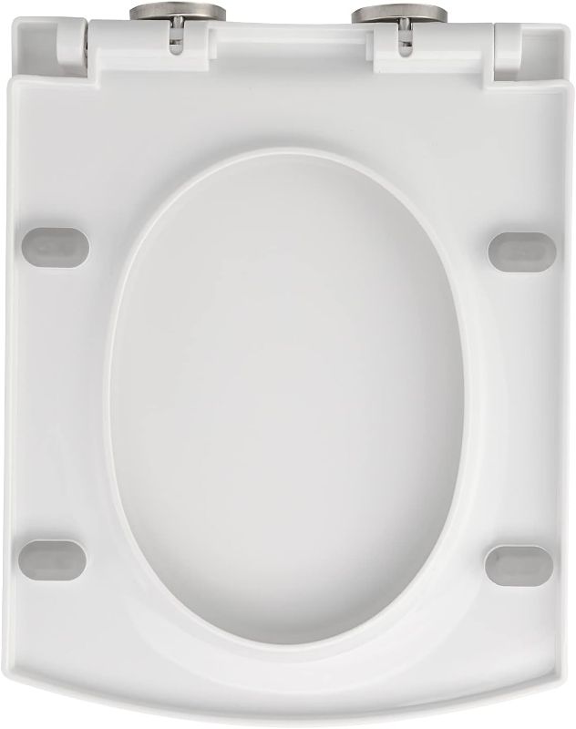 Photo 1 of 16.9'x13.6' White Toilet Seats, Soft Close Toilet Seat, Square Toilet Seat, Elongated Toilet Seat Cover, Easy Install Easy Wash (White)