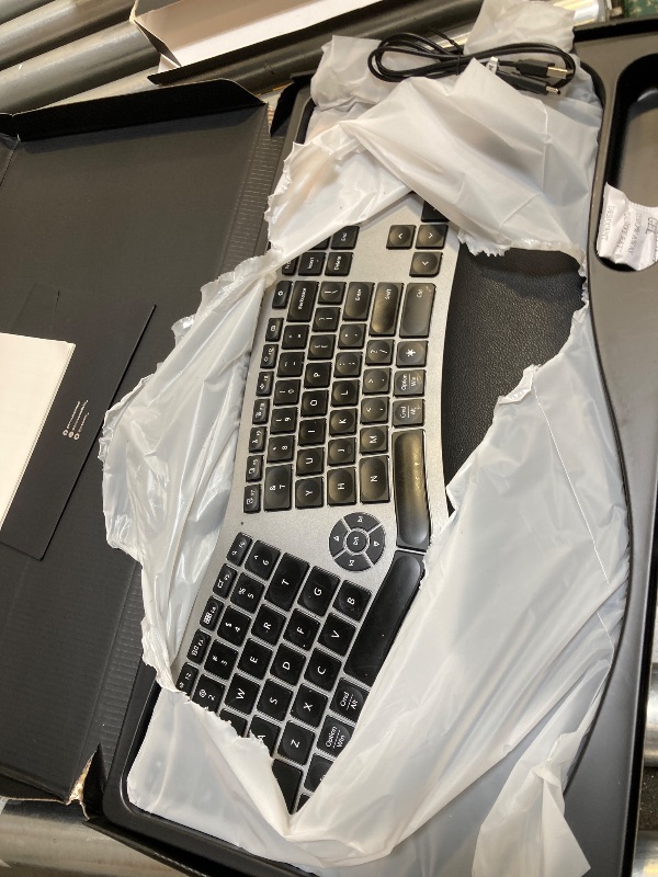 Photo 1 of Backlit Bluetooth Ergonomic Keyboard, ProtoArc EK01 Plus Full Size Wireless Split Keyboard with Dual Bluetooth and USB, Cushioned Wrist Rest, Rechargeable...