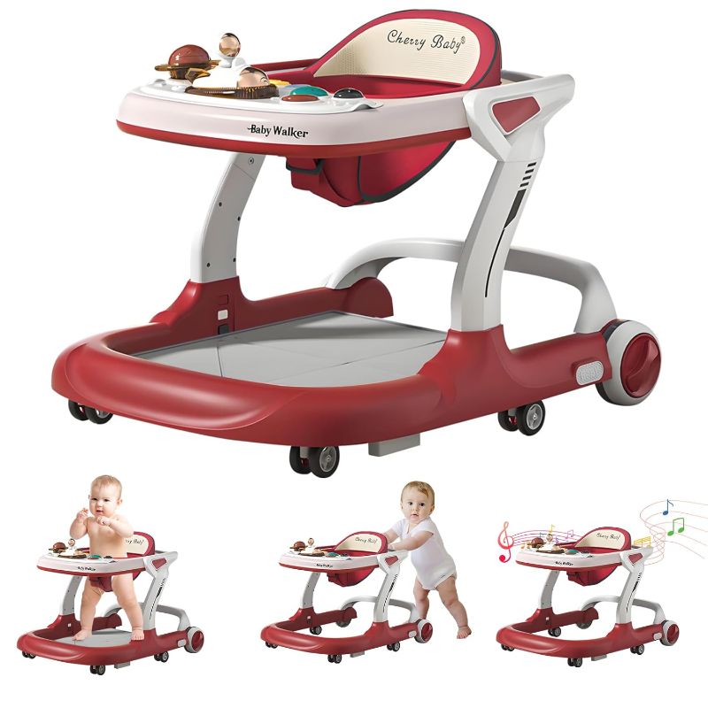 Photo 1 of 5 in 1 Baby Walker with Wheels,Adjustable Speed Activity Baby Walker,Anti-Fall Bouncer Combo Baby Walkers,Detachable Trampoline Mat for Boys Girls Babies 6-18 Months
