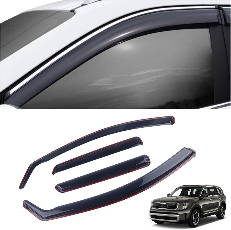 Photo 1 of 4 Pieces in-Channel Extra Durable Rain Guards Fit for 2020-2025 Kia Telluride,Window Deflectors,Window Visors (Smoke Black)