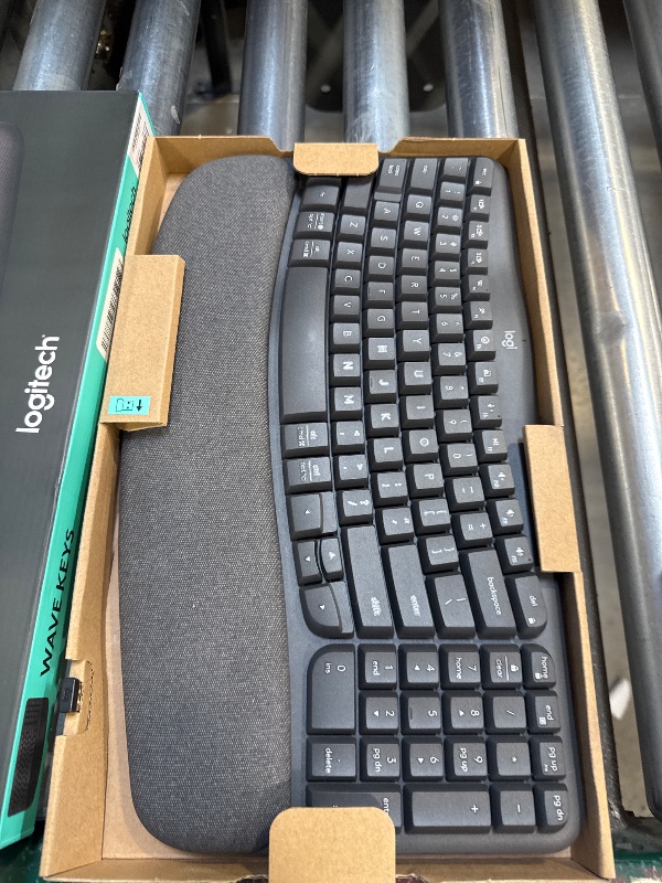 Photo 1 of Logitech Wave Keys Wireless Ergonomic Keyboard with Cushioned Palm Rest, Comfortable Natural Typing, Easy-Switch, Bluetooth, Logi Bolt Receiver, for Multi-OS, Windows/Mac - Graphite