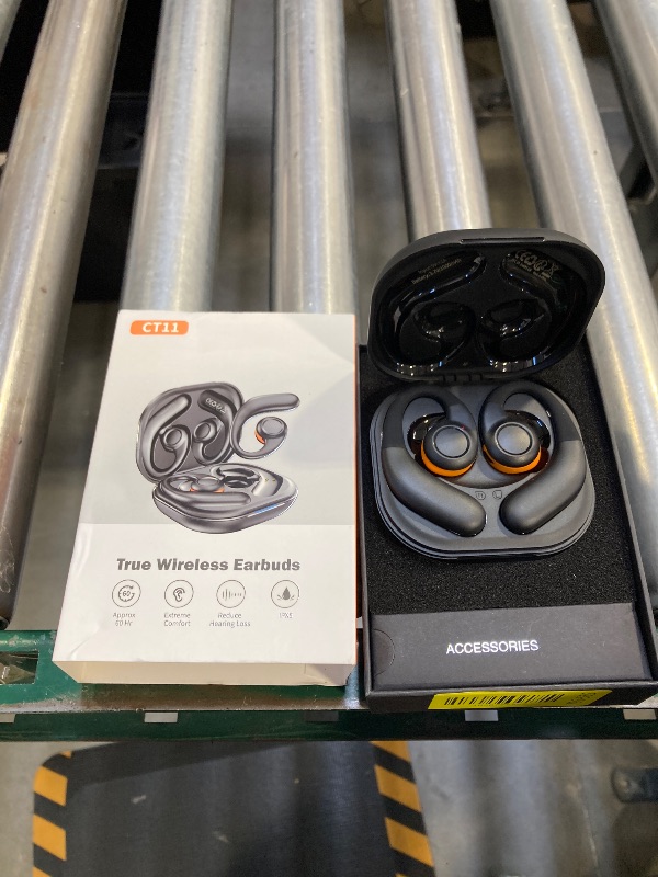 Photo 1 of Jzones Open Ear Earbuds Wireless Headphones, Bluetooth 5.3 Hi-Fi Earbuds, Clear Call Touch Control Headphones, IPX5 Waterproof Earbuds with Ear Hooks, Charging Case and 16.2mm Driver, 60H Playtime