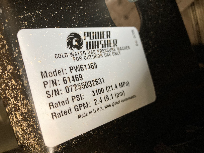 Photo 1 of 3100 PSI 2.5 GPM Cold Water Gas Pressure Washer with 159cc Engine and Soap Tank