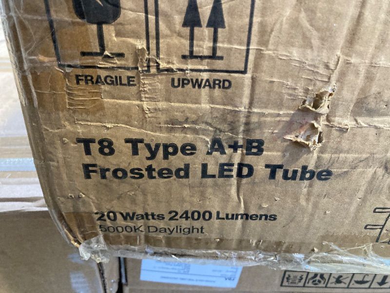 Photo 1 of 50 Pack T8 LED Bulbs 4 Foot, 48 Inch Tube Light Bulbs Fluorescent Replacement, Single or Double Ended Hybrid Type A+B, 2400 LM, 20W, 5000K Daylight, Frosted Lens 