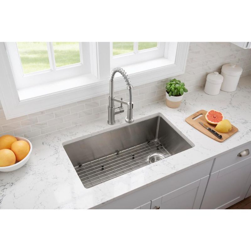 Photo 1 of Tight Radius 31 in. Undermount Single Bowl 18 Gauge Stainless Steel Kitchen Sink with Accessories