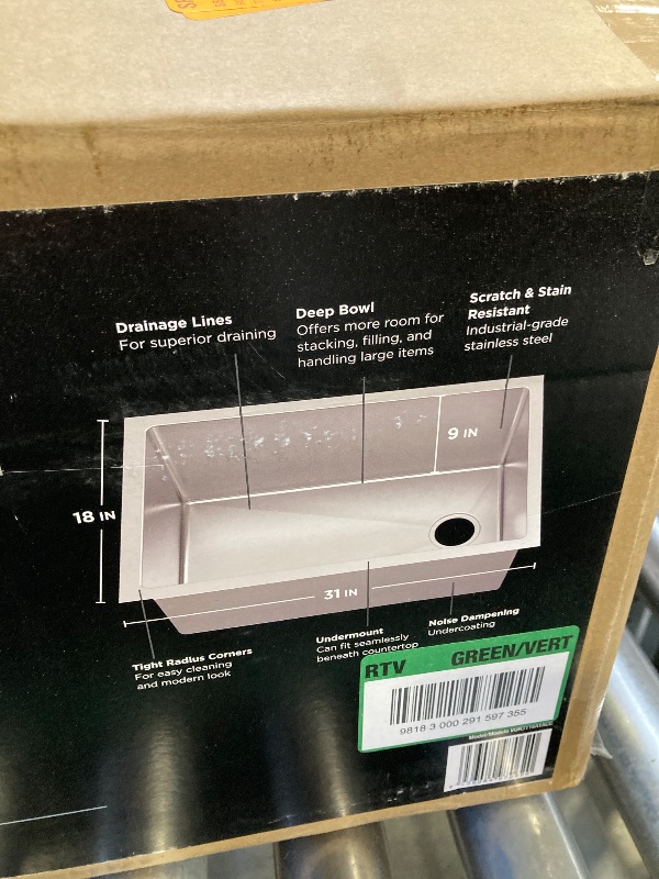 Photo 1 of Tight Radius 31 in. Undermount Single Bowl 18 Gauge Stainless Steel Kitchen Sink with Accessories