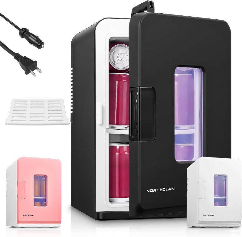 Photo 1 of NORTHCLAN Mini Fridge for Bedroom, 15L/21 Cans Small Skincare Fridge, 110V/12V Power for Office, Dorm and Car, Cooler & Warmer, Portable Thermoelectric Mini Refrigerator for Drinks, Food, Makeup