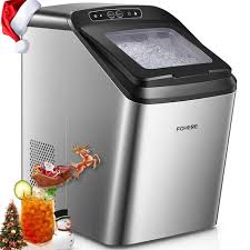 Photo 1 of FOHERE Nugget Ice Maker Countertop, 30Lbs Pebble Pellet Ice per Day, Self-Clean, Stainless Steel, Black