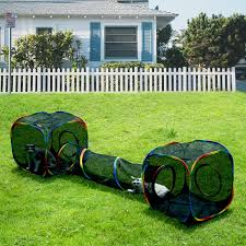 Photo 1 of Pawaboo Rainbow Outdoor Cat Enclosures for Cats Indoor, Patio Portable Mesh Cat Tent, Tunnel with Free Carry Bag & Metal Rod for Multiple Small Animals, Includes Playpen+Tent+Pet Tunnel, Rainbow