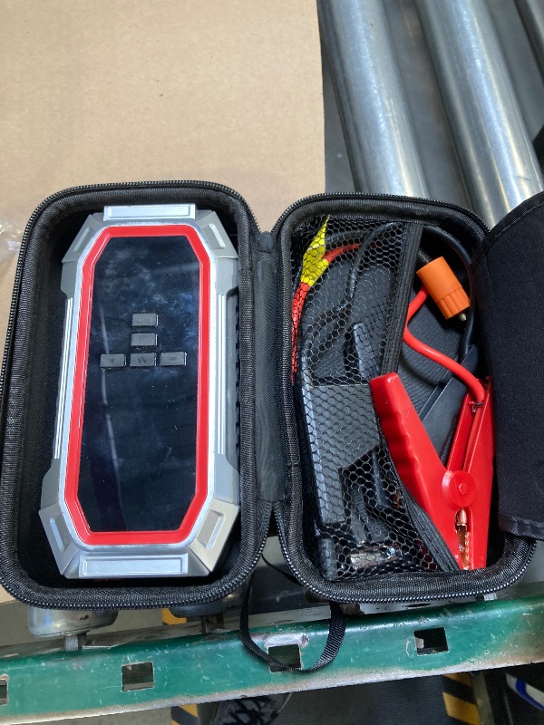 Photo 1 of Jump Starter with Air Compressor, 5000A Peak Car Battery Jump Starter(9.0 Gas/8.0L Diesel), 160PSI 12V Jump Box Car Battery Jumper Starter Portable with Jumper Cables, LED Lights, LCD Display