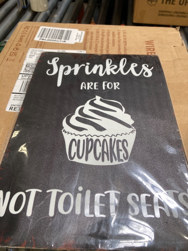 Photo 1 of QYAYIK Sprinkles are for Cupcakes not for Toilet Seats Sign 12x8 Inch, Rustic Funny Bathroom Sign, Half Bathroom Decor Wall, Decor Bathroom Sign Art, Decor Funny Sayings