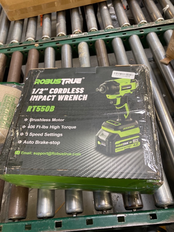 Photo 1 of Robustrue Cordless Impact Wrench, 406Ft-lbs (550N.m) Brushless 1/2 inch, 2800RPM High Torque Impact Gun, 2x 4.0Ah Battery, Charger, 4 Sockets, Electric Impact Wrench for Car Home
