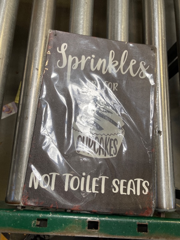 Photo 1 of QYAYIK Sprinkles are for Cupcakes not for Toilet Seats Sign 12x8 Inch, Rustic Funny Bathroom Sign, Half Bathroom Decor Wall, Decor Bathroom Sign Art, Decor Funny Sayings