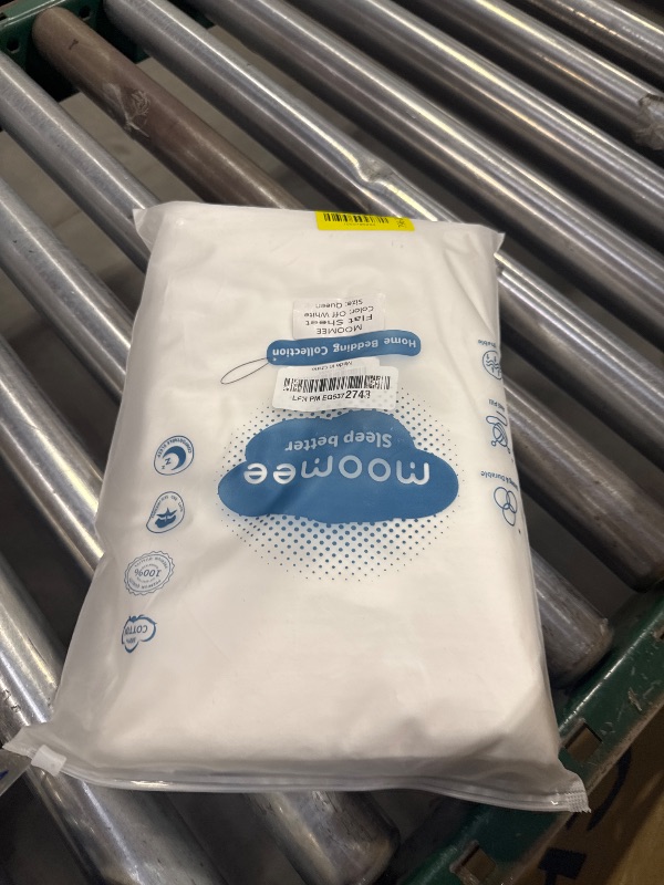 Photo 1 of MooMee Flat Top Sheet Only 100% Washed Cotton Linen Like Textured Breathable Durable Soft Comfy (Off White, Queen)